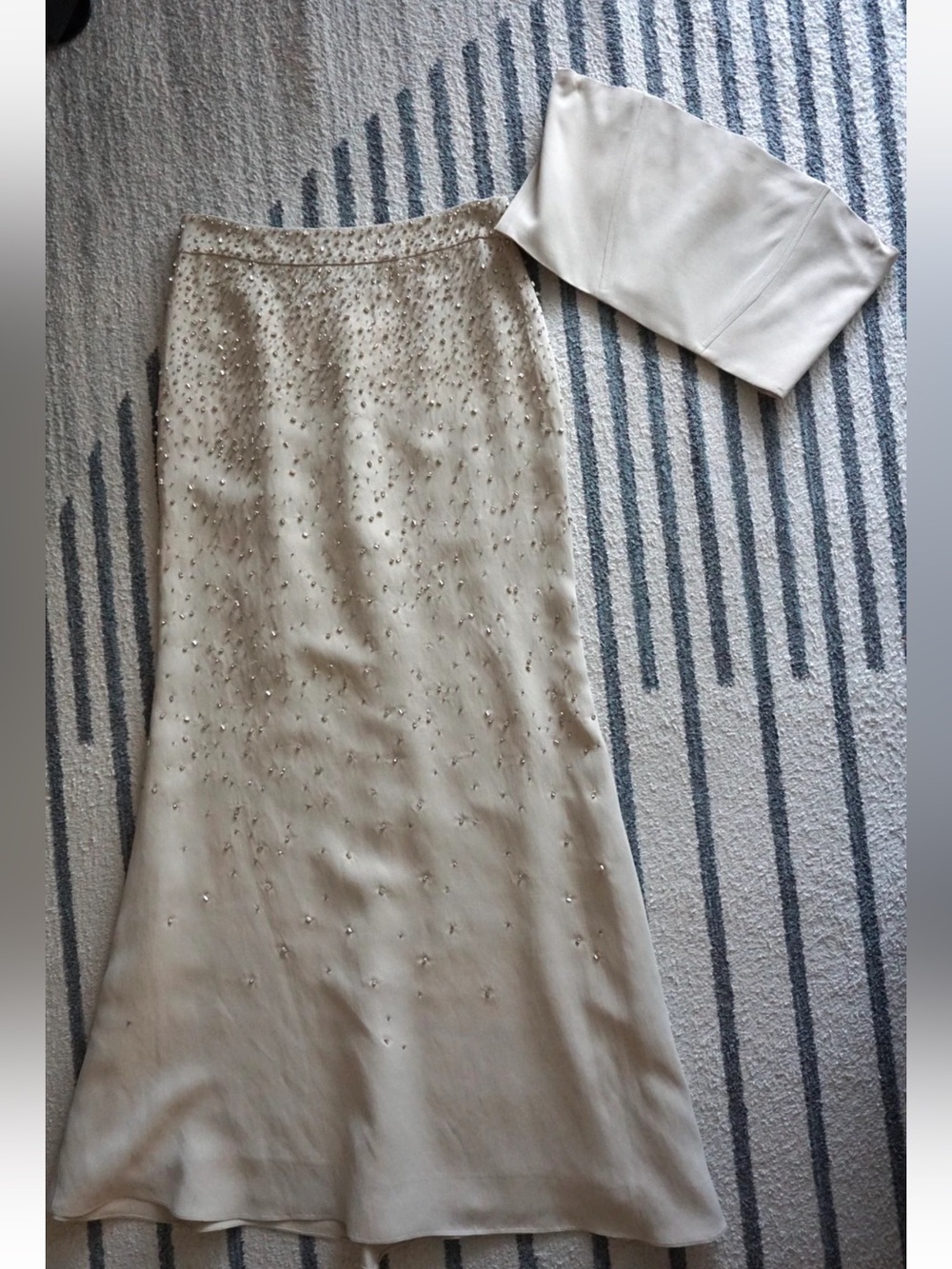 TWP Custom Bridal Rehearsal 2-Piece Matching Set Crystal Beaded Skirt Top Size 2